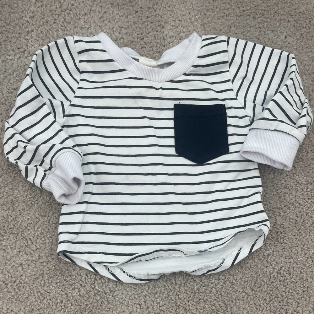 Black and White Striped Kids Long Sleeve Tee